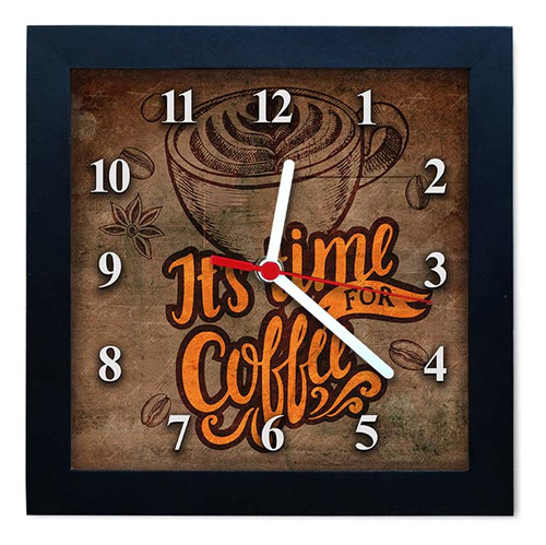 Relógio De Parede Decorativo Caixa Alta Tema Café Qw017