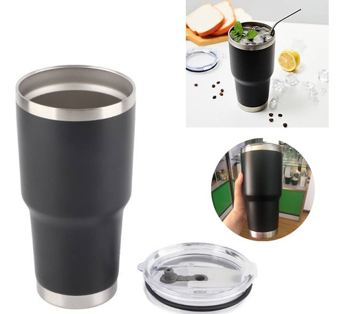 Taza Térmica Portátil Straw Cup De Acero 30oz Inoxidable