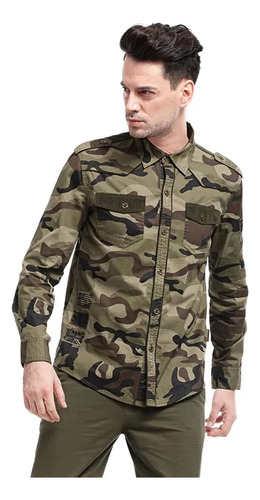 Sobrecamisa Militar Para Hombre, Camisas De Manga Larga De A