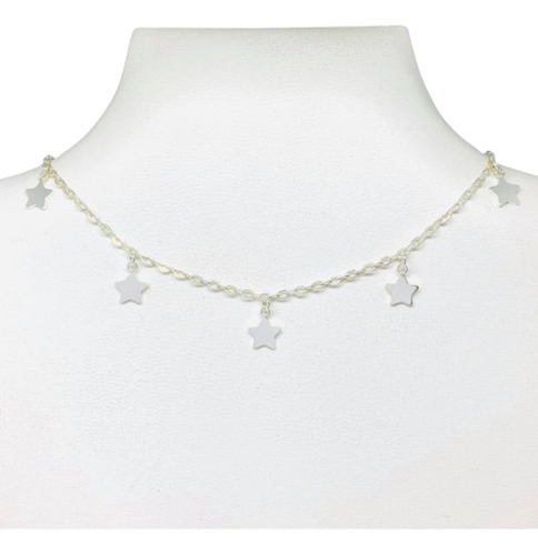 Gargantilla Con Dijes Estrellas De Plata Italiana Cd 133