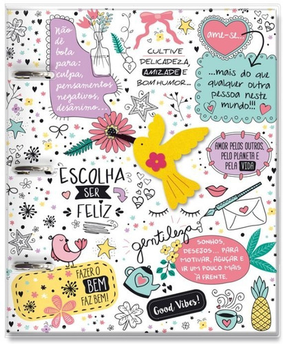 Caderno Fichário Argolado 12 Mat-capa Pvc - Beija Flor