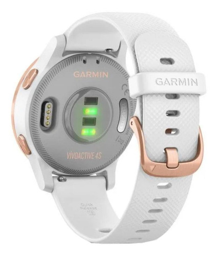 Smartwatch Garmin Vivoactive 4S 1.1" caja 40mm de polímero reforzado con fibra white, malla white de silicona y bisel rose gold de acero inoxidable
