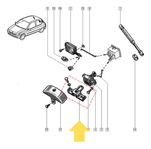 7700788764 Traba Cerradura Baul Renault 19,clio Original