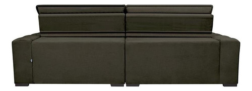 Sofá Lisboa 2,32m Retrátil, Reclinável com Molas no Assento Tecido Suede Velusoft Café - Cama InBox