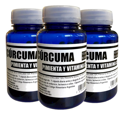 Curcuma Pura Con Pimienta Negra Y Vitamina C Pura X 150!! 