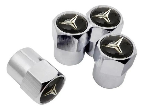 4 Bico Pneu Valvula Emblema Logo Mercedes Benz Metal Cromado