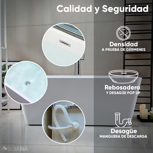 Solana Kit Tina De Baño Blanca Rectangular De Acrílico Slim 150x80x60 Cm + Grifo Independiente Tipo Cuello Cisne Monomando Gold Rose / Kit De Lujo Completo Blanco/goldrose Para Cuarto De Baño