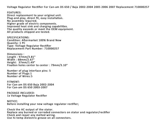 Tj Regulador P/ Can Am Ds 650 Ds650 Baja 2002-2007 710000257