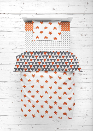 Bacati Playful Foxs Juego De Cama De 4 Piezas, Color Naranja