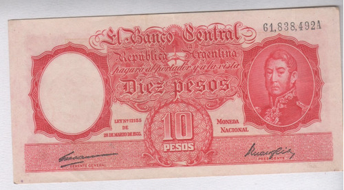 Billete Argentina $ 10 Moneda Nacional - Año 1948 - B 1936