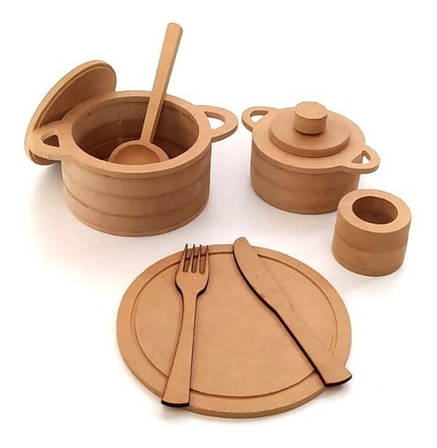 Set Ollas-mate Pava- Kit Utensilios De Cocina Infantil Mdf