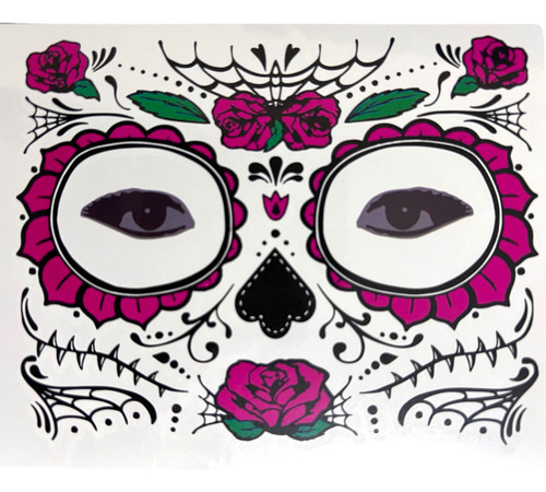 6 Tatuaje Catrina Disfraz Halloween Dia De Muertos Estampa Color