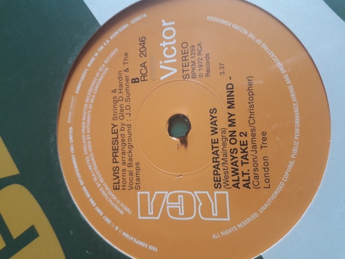 Elvis Presley - Always On My Mind Sencillo En Disco Vinil