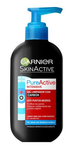 Imagen 1 de 5 de Gel Limpiador Facial Carbón Pureactive Garnier 200ml