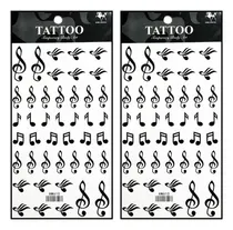Comprar Tatuajes 2 Hojas Notas Musicales Símbolos De Amor 3d