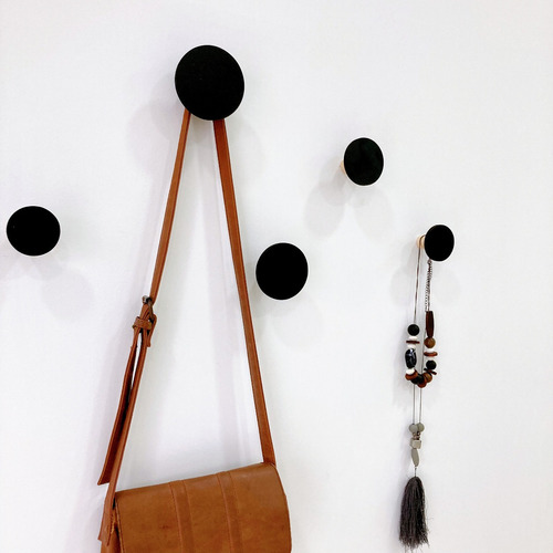 Kit 5 Ganchos De Parede Com 5 Tamanhos Mdf 6mm Laminado Cor Preto