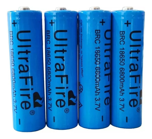 Batería Pilas Recargables X4 Unidades Litio 18650 Color Azul