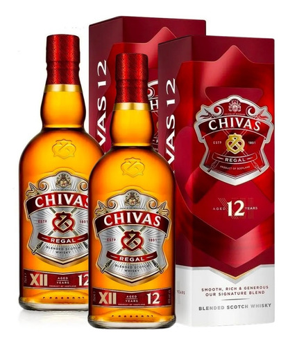 Whisky Chivas Regal 12 Años Botella Con Estuche 700 Ml. X2