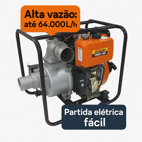 Motobomba Diesel 4 Autoescorvante 9hp Vulcan Vmbe40d