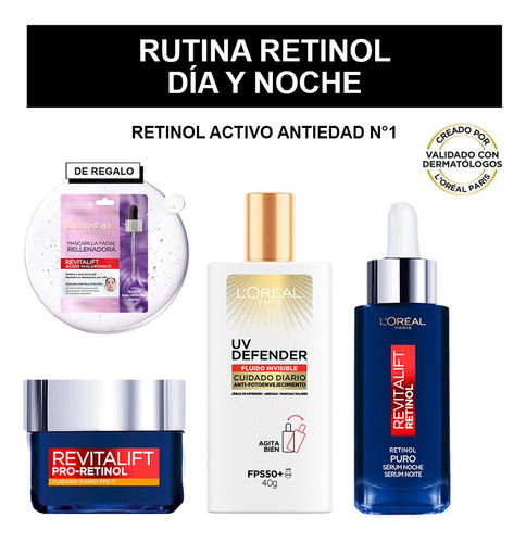 Kit L'oréal Paris Rutina Retinol + Mascarilla De