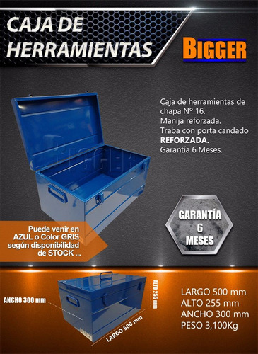 Imagen 2 de 4 de Caja De Herramientas Metalica Grande Reforzada Nª16 Oferta!