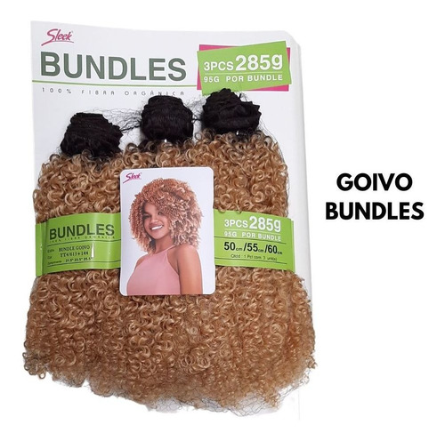 Cabelo Cacheado Goivo Bundles 100% Orgânico Sleek Cor Ombre Castanho Loiro Claro