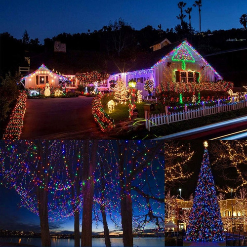 Guirnaldas Luces Solar 32m Multicolor Decoracion De Navidad