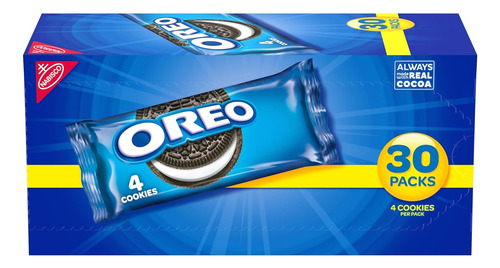 Oreo - Galletas De Sándwich De Chocolate, 30 Paquetes De Sna