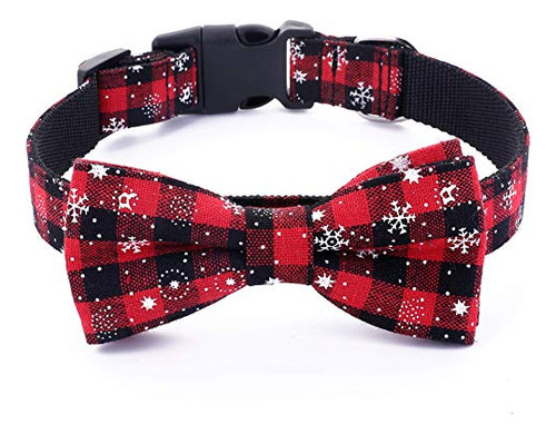 Collar Navidad Perro Con Lazo Desmontable, Cuadros