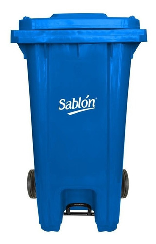 Bote 240 L Con Ruedas Y Pedal Color Azul