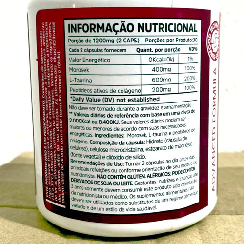 Morosil + Taurina y Verisol 1200 mg 60 cápsulas. Sunfood