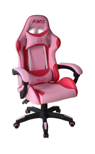 Imagen 2 de 5 de Silla de escritorio Njoytech Kaos gamer ergonómica rosa con tapizado de cuero sintético
