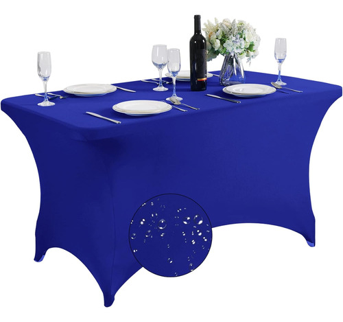 Mantel Impermeable Elástico Azul Rey Para Mesa De 4 Pies