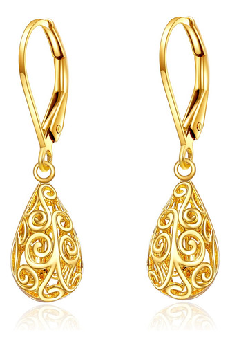 Kecho 14k Pendientes De Lgrima De Oro Macizo Para Mujeres Pa