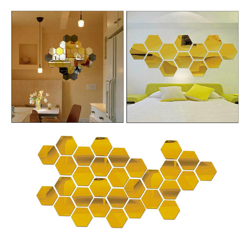 Para Juego De Pegatinas De 100 Piezas De Espejo Hexagonal