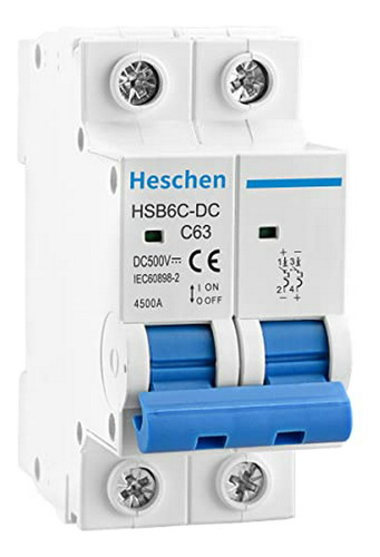 Heschen Disyuntor En Miniatura De Cc, Hsb6c-dc, 2 Polos, Dc5