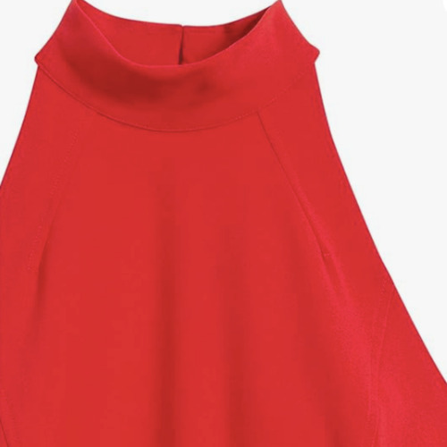 Vestido Rojo Con Cuello Halter Para Dama Talla 6 M