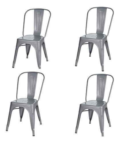 Silla de comedor HDC Group Tolix, estructura color gris, 4 unidades