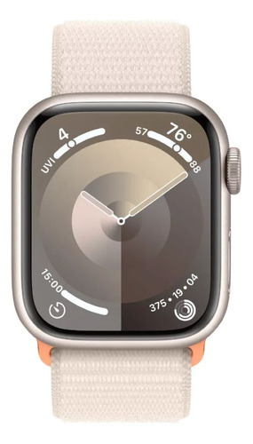 Apple Watch Series 9 GPS + Celular • Caja de aluminio blanco estelar de 41 mm • Correa loop deportiva blanco estelar