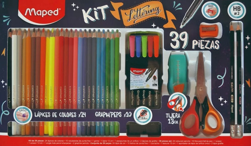 Kit Escolar Maped Para Lettering Con 39 Piezas