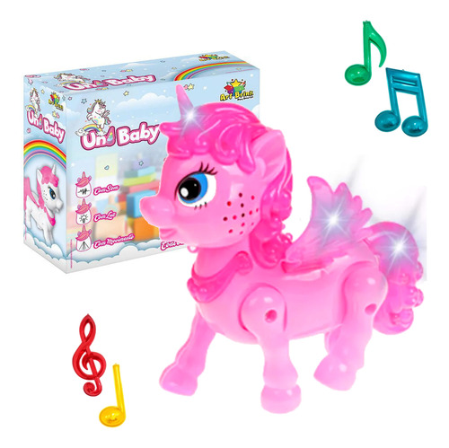 Brinquedo Unicórnio Musical Com Asas E Luzes Coloridas Poney