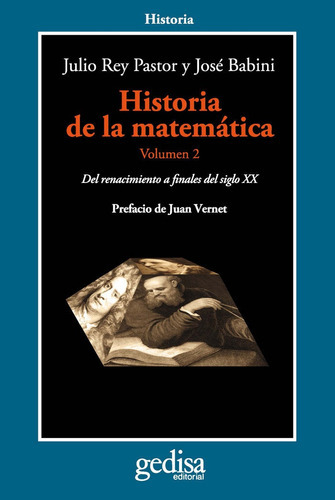 Historia de la matemÃÂ¡tica. Volumen 2, de Rey Pastor, Julio. Editorial Gedisa, tapa blanda en español