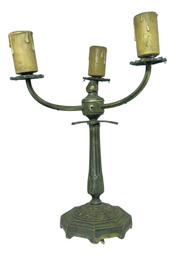 Antiguo Velador Lampara De Bronce (Usado)
