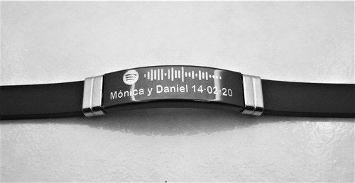 Imagen 3 de 9 de Pulsera Spotify Acero Grabado Láser Personalizado M1115