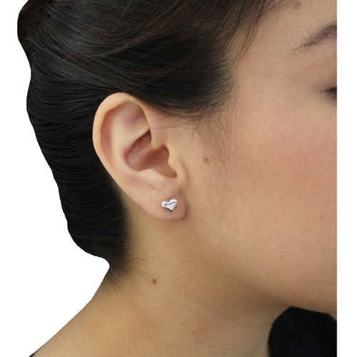 Imagen 8 de 10 de Aretes Broquel De Plata .925 Corazon Niña Mujer Agálea