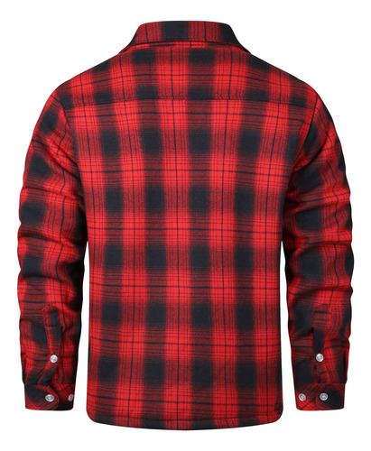 Chaqueta Tipo Camisa De Franela A Cuadros De Forro Polar Con