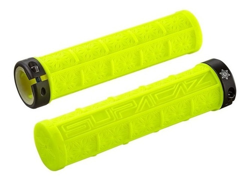 Puños Bicicleta Supacaz Grizips Lock On Grips Ciclismo Mtb Color Amarillo Neon