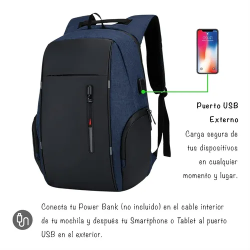 Mochila Antirrobo Impermeable Puerto Usb Tablet Notebook