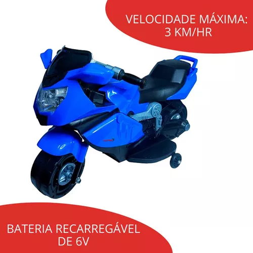 Mini Moto Elétrica Infantil De Criança 6v Até 25 Kg Azul Com Rodas De Apoio  Velocidade Máxima 3km/h - Auto Equip