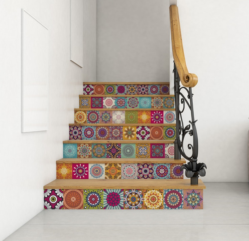 Imagen 2 de 7 de Vinilos Decorativos Escalera Escalones Mosaicos